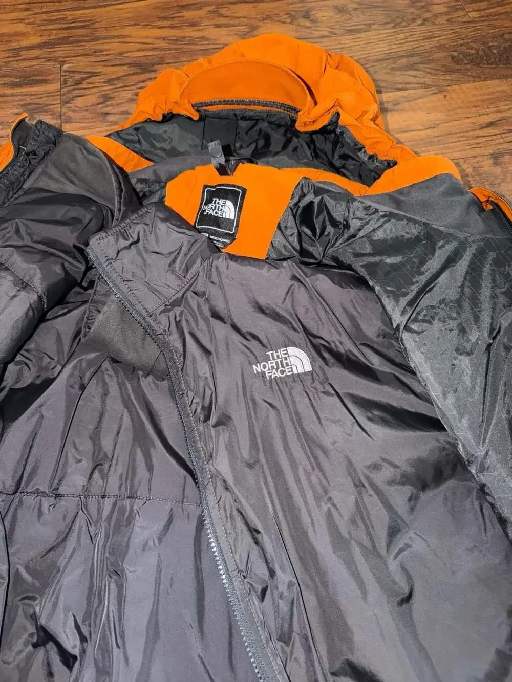 The North Face HyVent Orange and Gray Hooded Winter Jacket